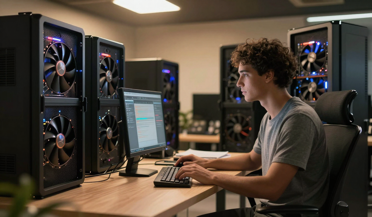 Scène de laboratoire informatique générée localement