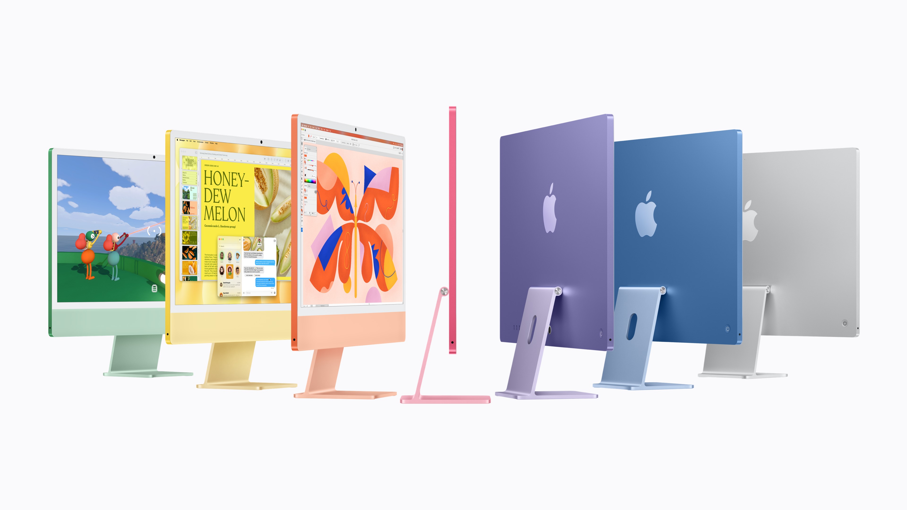 Les sept coloris du nouvel iMac M6, visuel officiel publié par Apple le 27 octobre 2026