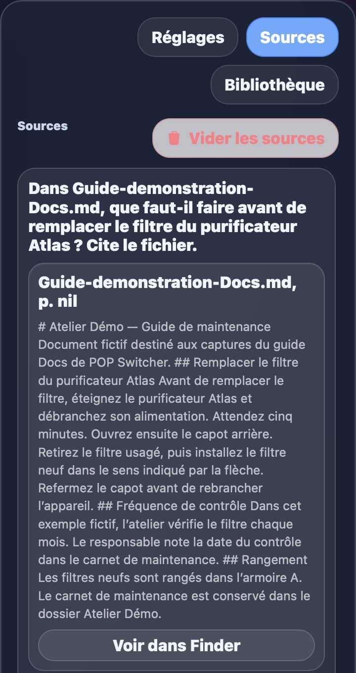 Extrait du manuel fictif retrouvé dans le panneau Sources