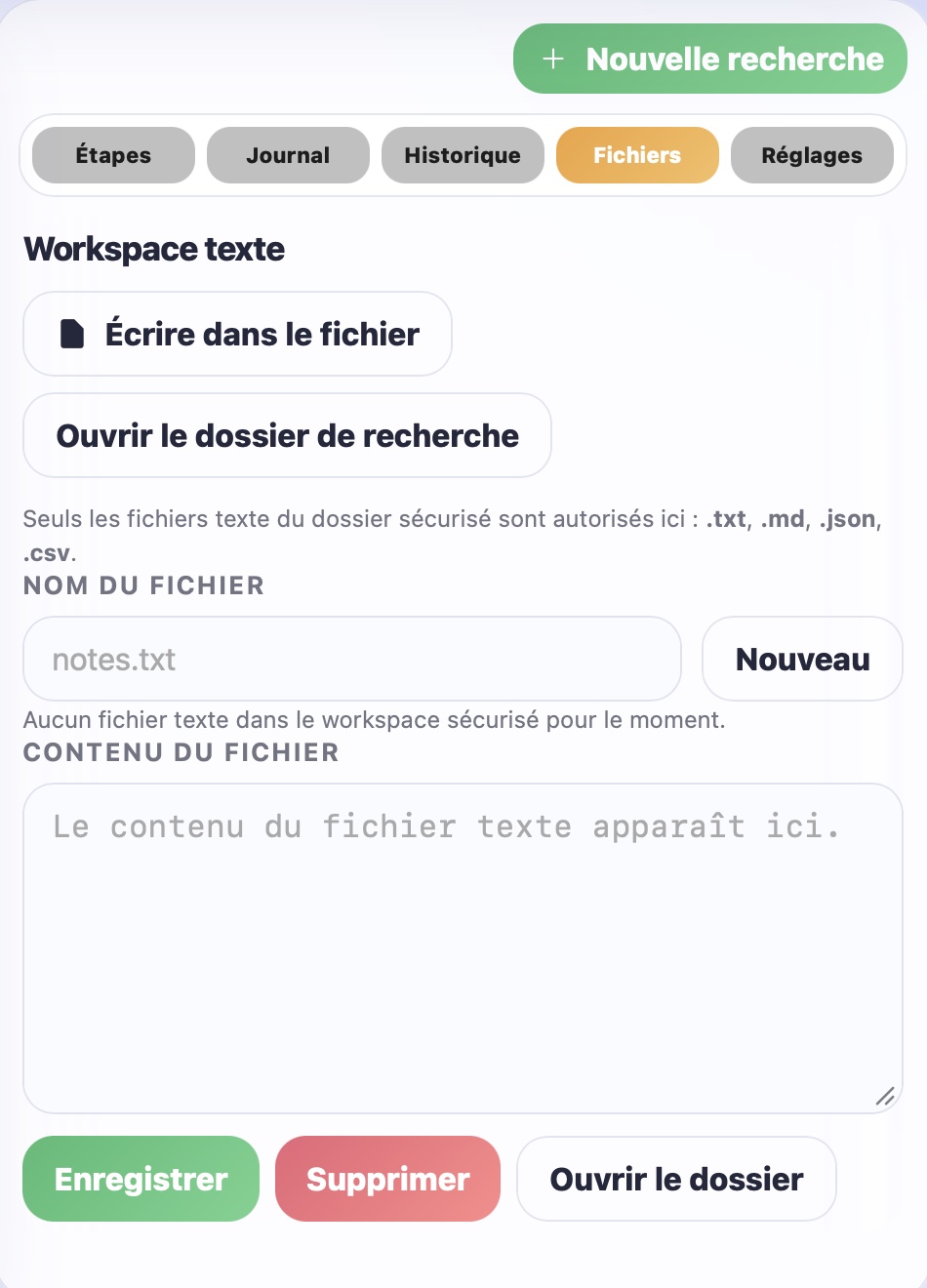 Workspace texte de Réflexion : créer, écrire, enregistrer et ouvrir les fichiers